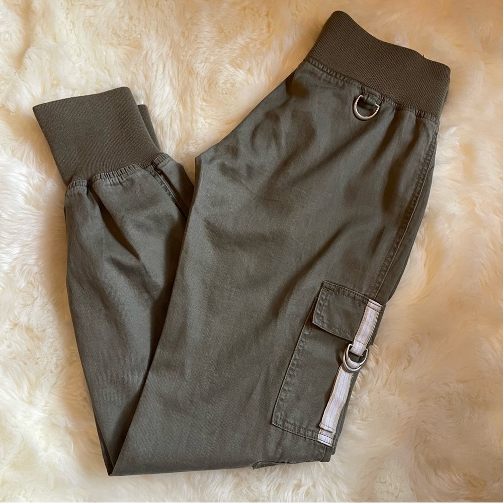 Vanilla Star - Green Utility Jogger Pants w/White & Tan Buckles - Size 3
